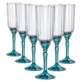 Bormioli Rocco - Florian Champagne Flutes - 210ml - Blue - Pack of 6