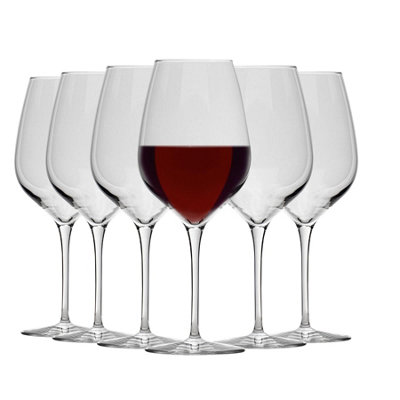 Bormioli Rocco 18 Oz Red Wine Glasses - Set Of 8, Crystal Clear, Laser Cut Rim