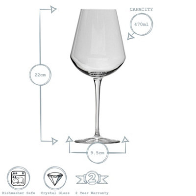 Bormioli Rocco - Inalto Uno White Wine Glasses - 470ml - Pack of 6