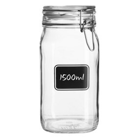 Bormioli Rocco - Lavagna Glass Storage Jar with Label - 1.5 Litre