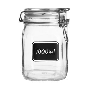 Bormioli Rocco - Lavagna Glass Storage Jar with Label - 1 Litre
