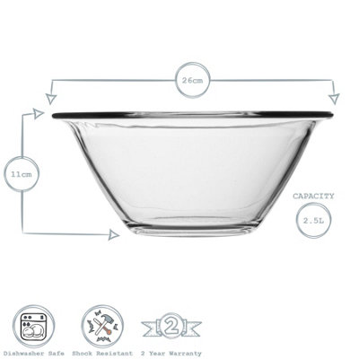 Bormioli Rocco - Mr Chef Glass Nesting Mixing Bowl - 2.5 Litres - Pack of 6