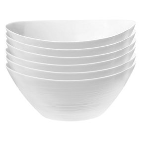 Bormioli Rocco Prometeo Oval Glass Salad Bowls - 25cm - White - Pack of 6