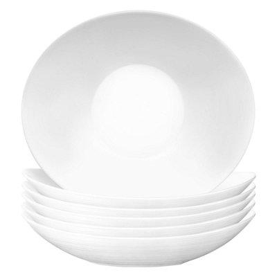 Bormioli Rocco Prometeo Oval Glass Soup Plates - 23cm - White - Pack of 6