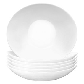 Bormioli Rocco Prometeo Oval Glass Soup Plates - 23cm - White - Pack of 6