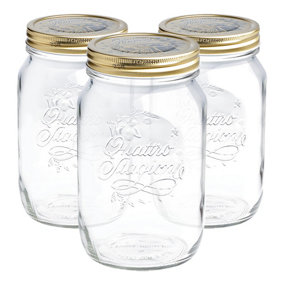 Bormioli Rocco - Quattro Stagioni Glass Storage Jars - 1 Litre - Pack of 3