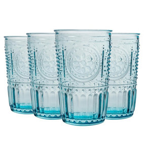 Bormioli Rocco - Romantic Highball Glasses - 340ml - Pack of 4 - Blue