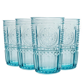 Bormioli Rocco - Romantic Highball Glasses - 475ml - Pack of 4 - Blue