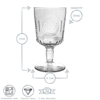 Bormioli Rocco - Romantic Wine Glasses - 320ml - Clear - Pack of 6