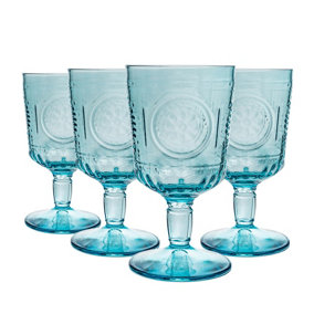 Bormioli Rocco - Romantic Wine Glasses - 320ml - Pack of 4 - Blue