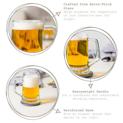 Bormioli Rocco - Stern Tankard Glass Beverage Mugs - 290ml - Pack of 2