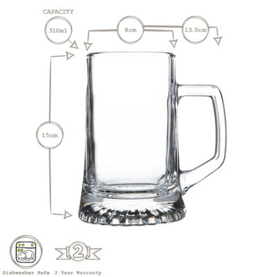 Bormioli Rocco - Stern Tankard Glass Beverage Mugs - 510ml - Pack of 2