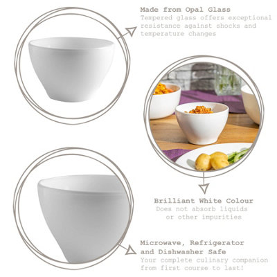 Bormioli Rocco - Toledo Glass Cereal Bowls - 12cm - White - Pack of 4