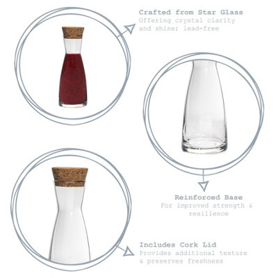 Bormioli Rocco - Ypsilon Glass Carafe With Cork Lid - 1.1 Litre