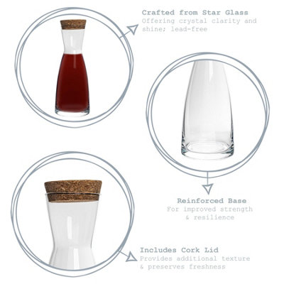 Bormioli Rocco - Ypsilon Glass Carafes with Cork Lids - 285ml - Pack of 6