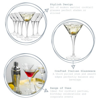 Bormioli Rocco - Ypsilon Martini Glass Cocktail Glasses Set - 245ml - Pack of 6