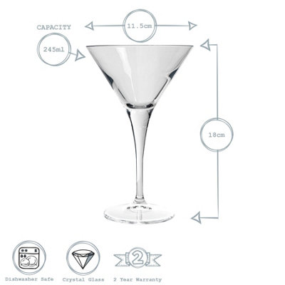 Bormioli Rocco - Ypsilon Martini Glass Cocktail Glasses Set - 245ml - Pack of 6