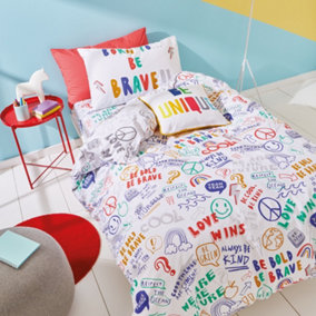 Born To Bedding Born To Be Brave Organic Cotton Double Duvet Cover Set with Pillowcases Bright