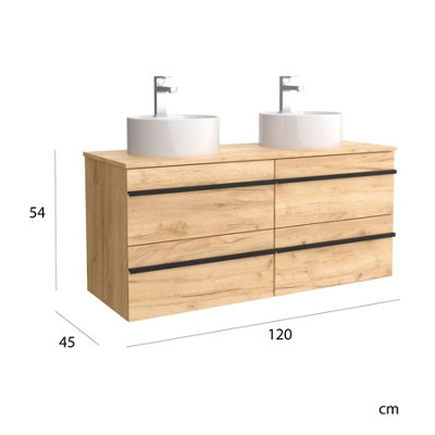 BORN Vanity Unit 120cm Oak worktop Basin Ceramic