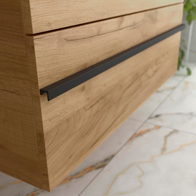 BORN Vanity Unit 160cm Oak Vilna Basin Solid Surface