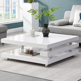Borneo Coffee Table High Gloss Coffee Table for Living Room Centre Table Tea Table for Living Room Furniture White