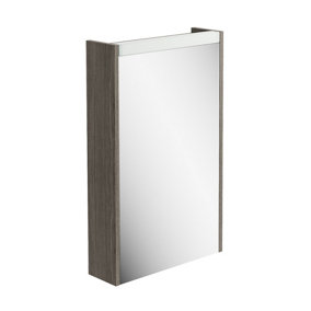 Borneo Dark Wood Single Bathroom Mirrored LED Wall Cabinet (W)450mm (H)730mm