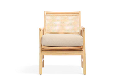 Snug Natural Cuddle Chair Rattan with Boucle Latte Cushion