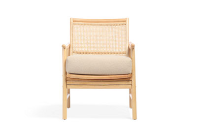 Borneo Rattan Accent Chair Indoor Natural with Boucle Cushion