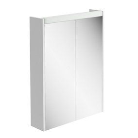 Borneo White Double Bathroom Mirrored LED Wall Cabinet (W)550mm (H)730mm