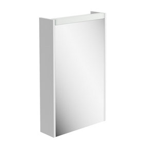 Borneo White Single Bathroom Mirrored LED Wall Cabinet (W)450mm (H)730mm