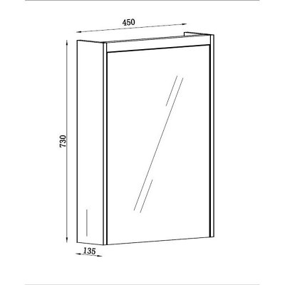 Borneo White Single Bathroom Mirrored LED Wall Cabinet (W)450mm (H)730mm