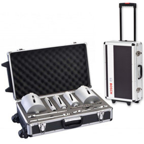 Bosch 11 Piece Professional Dry Diamond Core Set + Metal Wheeled Trolley Case