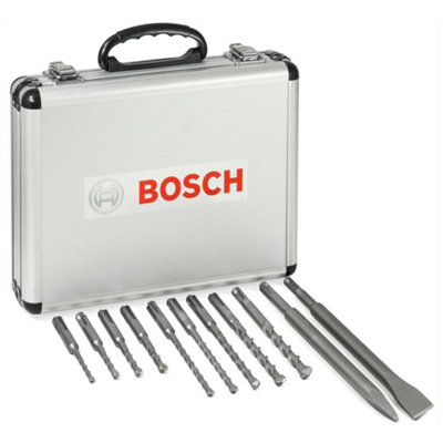 Bosch 11 Piece SDS Plus Drill + Bullet Cold Flat Chisel Set Masonry ...