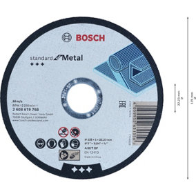 Bosch 125mm 5" Thin Slit Cutting Discs 1mm Wheel Metal Steel Stainless Sheet