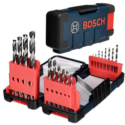 Bosch 18 Piece HSS Metal Wood Plastics Ground Drill Bit Set 1.0mm - 10mm + Case