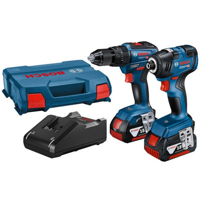 Bosch 18v Brushless GSB 18V-55 Combi Drill & GDR18V-200 Hammer Drill - 2 x 4ah