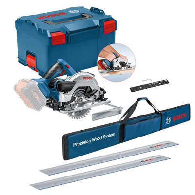 Bosch 18v GKS 18V-57 G 165mm Cordless Circular Saw - 2x1400mm Guide Rails + Bag