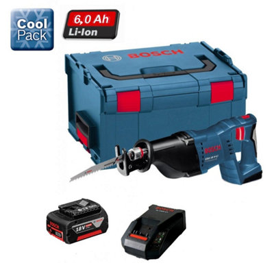 Bosch 18v GSA 18VLI Li-Ion Cordless Recip Saw + 1 x 6.0ah, Charger + LBOXX