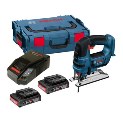 Bosch 18v GST 18VLI Cordless Jigsaw + 2 x 2.0ah Batteries, Charger + LBOXX DIY at B&Q