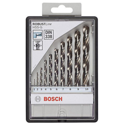 Bosch 2607010535 10 Piece Robust Line HSS-G Metal Drill Bit Set 135 Degree