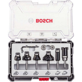 Bosch 2607017470 6 Piece Trim & Edge Router Cutter Set Straight 1/4" Shank +Case