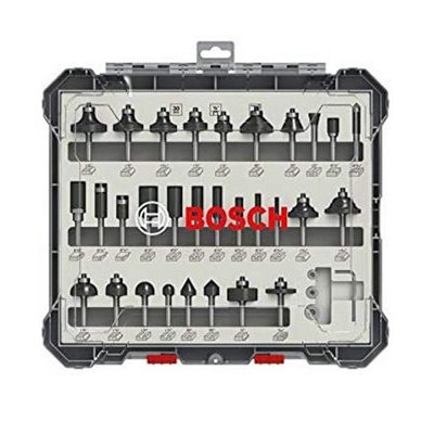 Bosch 2607017476 30 Piece Mixed Router Bit Set Straight 1/4" Shank Cutter