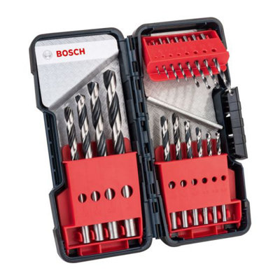 BOSCH 2608577350 18 Piece HSS Metal, Wood And Plastics Drill Bit Set 1 ...