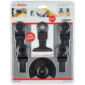Bosch 2608664677 6 Piece Universal Starlock Multi Tool Blade Set Wood Metal HCS