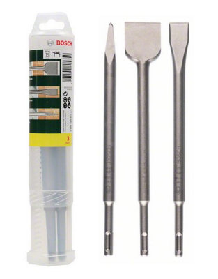 BOSCH 3 Piece SDS plus Chisel Set in Hard Tube Case 2607019457