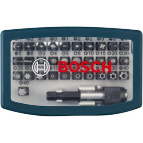 Bosch 32 Piece Screwdriver Drill Bit Set Colour Coded Magnetic Holder + Case