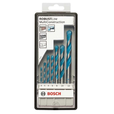 Bosch 7 Piece Robust Line Multi Tile Multi Purpose Masonry Wood Drill Bit Set