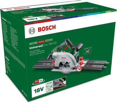 Bosch Cordless Circular Saw UniversalCirc 18V- 2 Guide Rails + Clamps 06033B1401 - Bosch Power for All