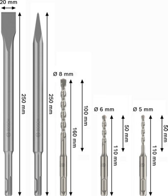 Bosch Drill Bit SDS plus-3C Chisel and Drill Bit Set, 5pcs 2607012087