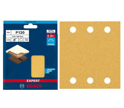 BOSCH Dual Application BEST for Wood & Paint Sanding Sheets (Square 115 x 107mm - 10/Pk) For: Bosch GSS 160 & GSS 18V-10 Sanders